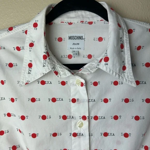 Rare vintage Moschino jeans polka dot button down shirt - Picture 2 of 8